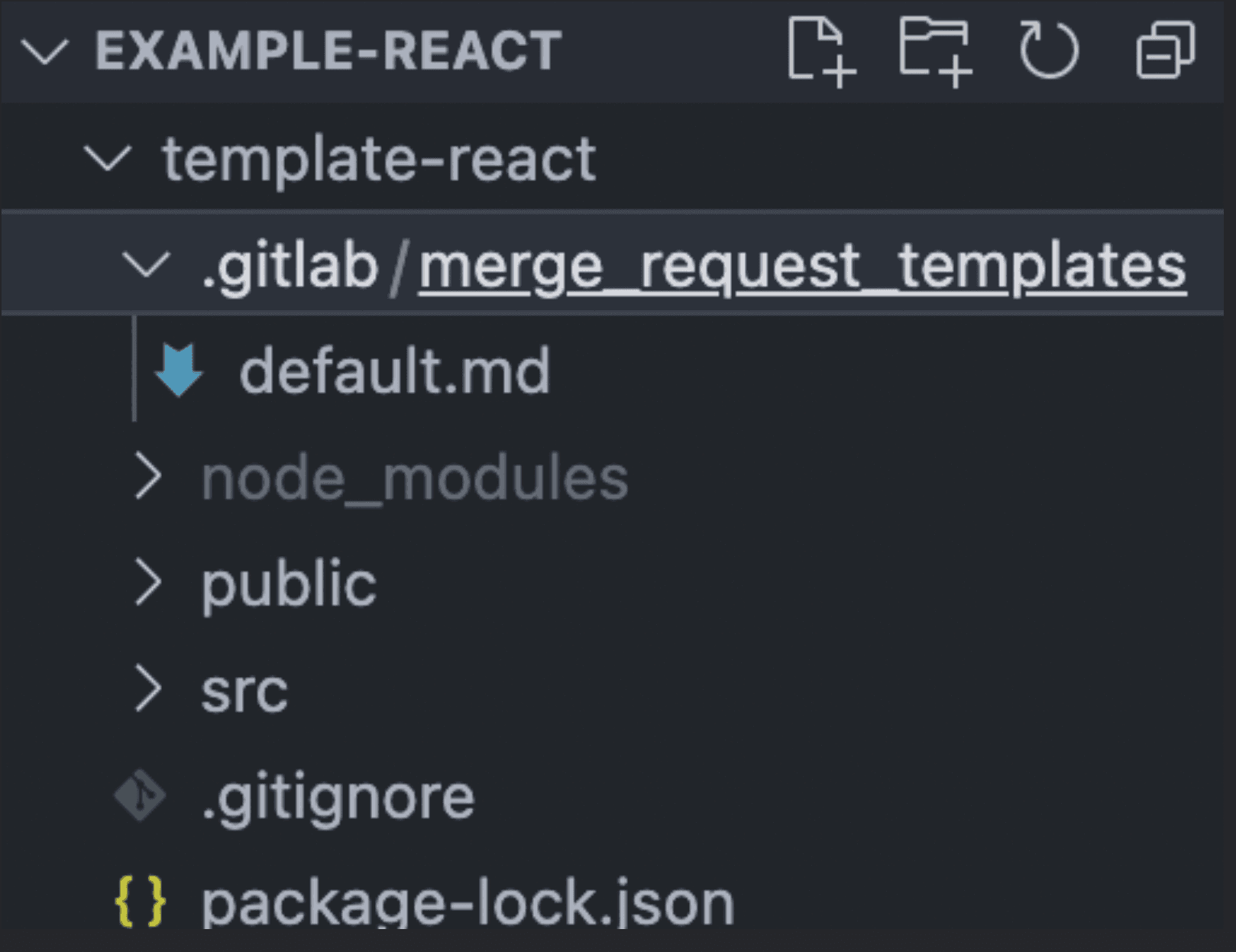 GitLab folder structure showing .gitlab/merge_request_templates
